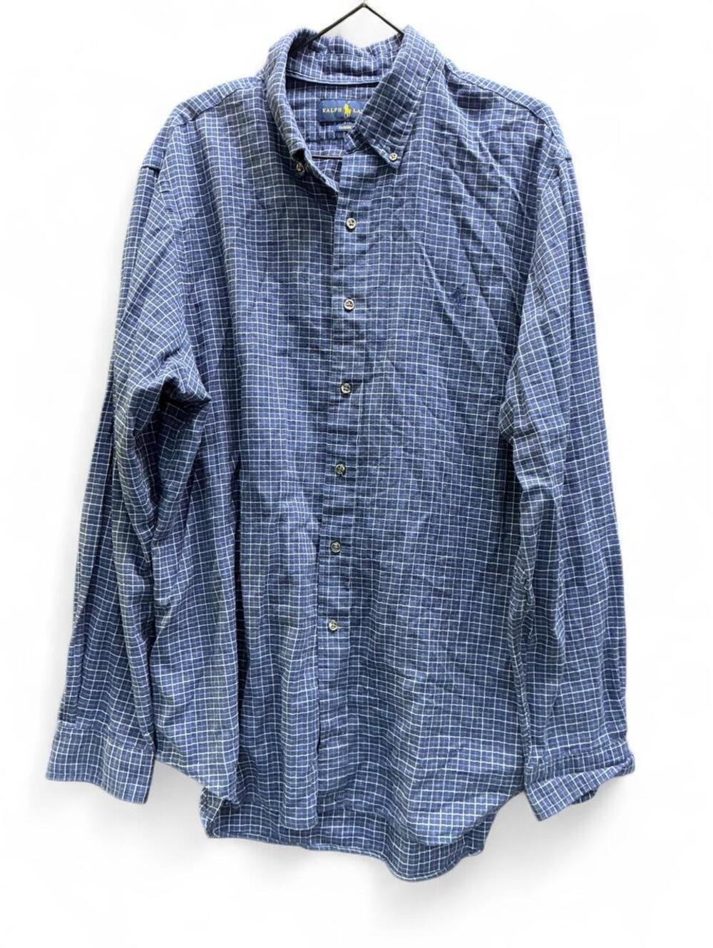 Ralph Lauren Blue & White Plaid Long Sleeve Button Up Shirt